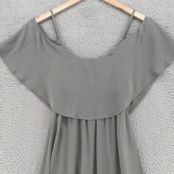 Show Me Your MuMu Dress Womens Medium Caitlin Ruffled Maxi Gray Cold Shoulder - Picture 3 of 11